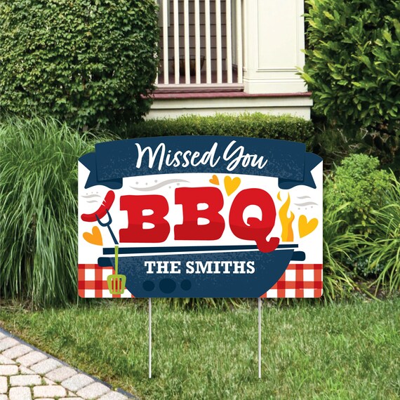 Missed You BBQ - Backyard Summer Picnic Party Yard Sign Lawn Decorations - Personalized Party Yardy Sign Il_570xn