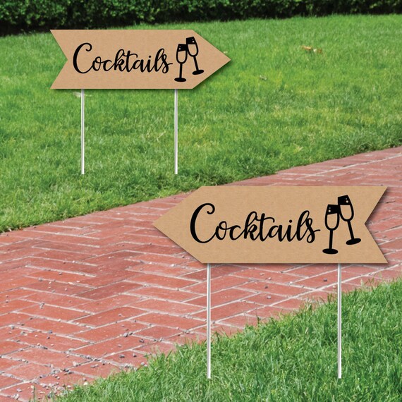 Wedding & Reception Signs - Rustic Wedding Cocktails Sign - Double Sided Directional Yard Signs - Wedding Sign Arrow - 2 Cocktail Signs Il_570xn