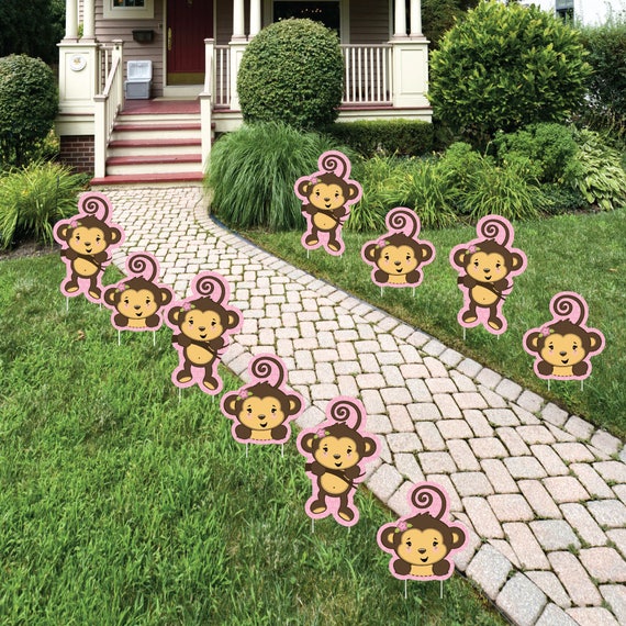 Monkey Girl Lawn Decorations Outdoor Baby Shower Or Birthday