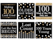 Adult 100th Birthday - Gold - Funny Birthday Party Decorations - Drink Coasters - Set of 6 Il_170x135