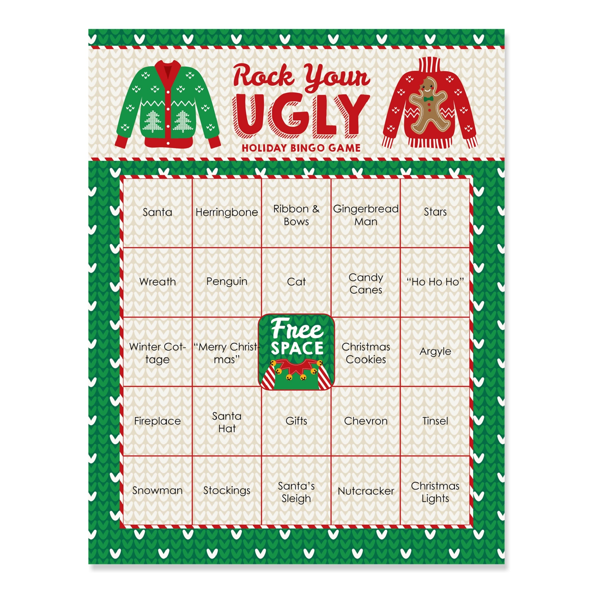 Ugly Sweater Christmas Party Bingo Game Holiday Office Etsy