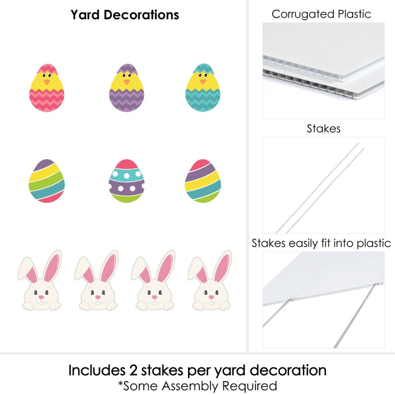 Easter Bunny & Egg Yard Decorations Outdoor Easter Lawn Decorations Hippity Hoppity Easter Bunny Lawn Ornaments 10 Piece Set image 5