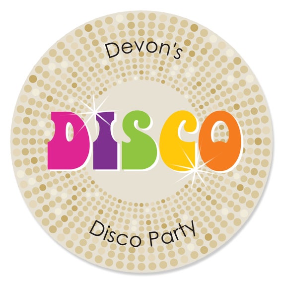 70's Disco - Circle Sticker Labels - Personalized 1970s Disco Fever Party DIY Supplies - Seventies Party Favors - Dance Party - 70s - 24 Ct Il_570xn
