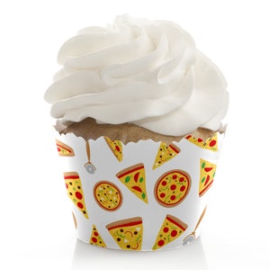 Pizza Party Time  - Baby Shower or Birthday Party Decorations - Party Cupcake Wrappers - Set of 12