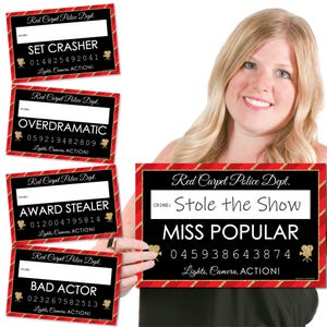 Red Carpet - Funny Party Mug Shots - Movie Night Party Photo Booth Props Kits - Funny Prom Mug Shots - Red Carpet Event - 20 Pc