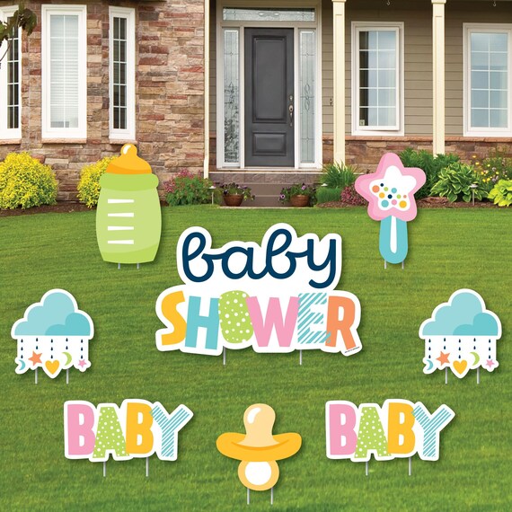 Colorful Baby Shower Yard Sign and Outdoor Lawn Decorations Gender