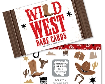 Western Hoedown - Wild West Cowboy Party Game Scratch Off Dare Cards - 22 Count