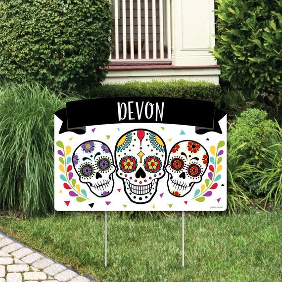 Day of the Dead - Halloween Sugar Skull Party Yard Sign Lawn Decorations - Personalized Party Yardy Sign Il_570xn