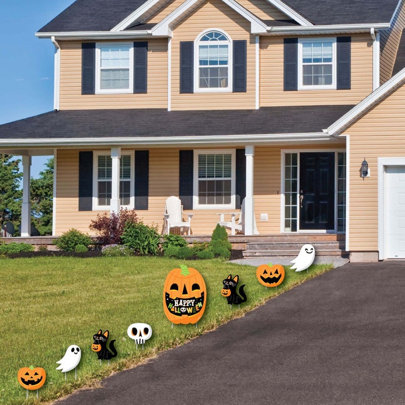 Jack-O'Lantern Halloween Yard Sign and Outdoor Lawn Decorations Kids Halloween Party Yard Signs Set of 8 image 2