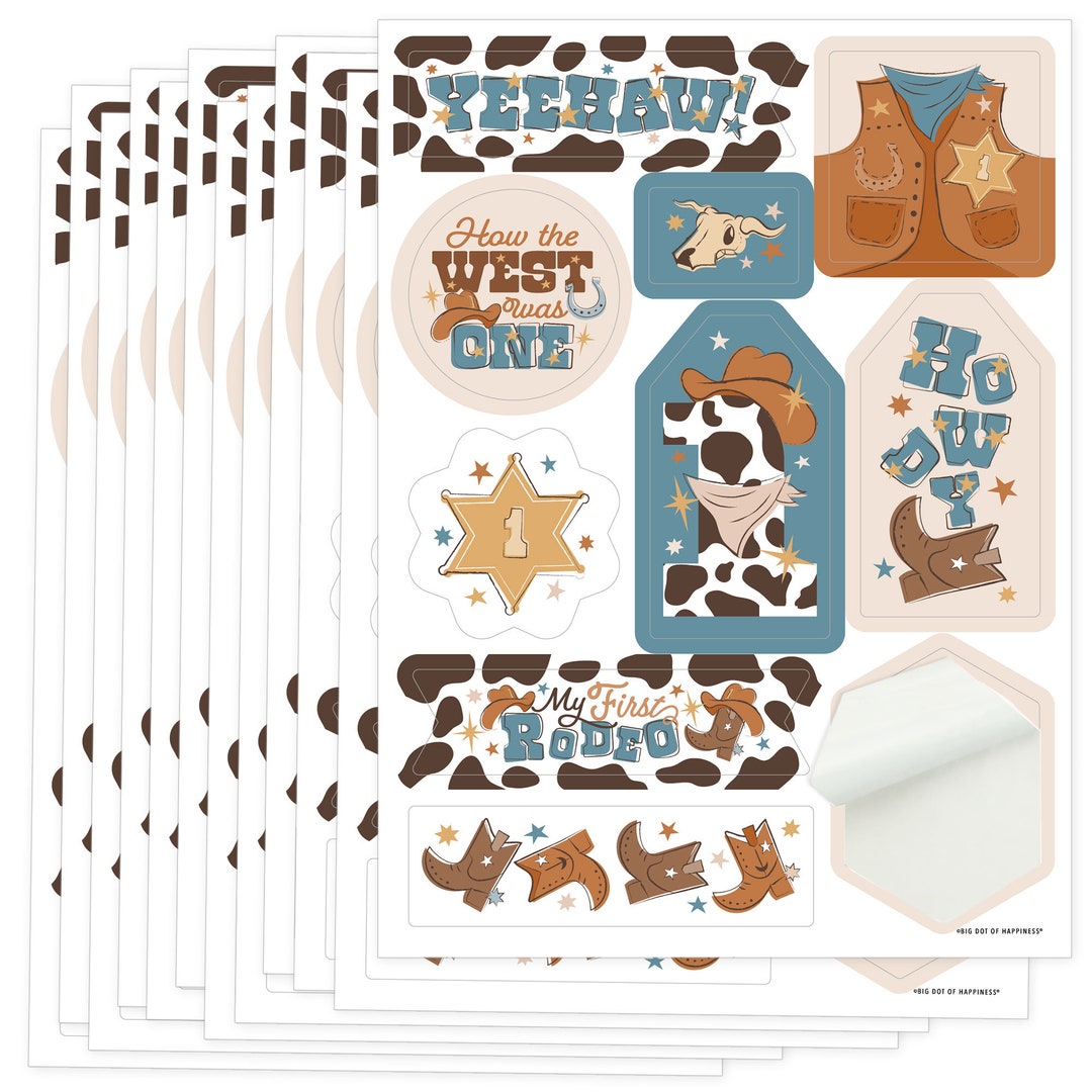 Sticker Chart For Kids Rodeo My First Rodeo - Little Cowboy 1st Birthday Party Favor Sticker Set ...