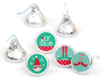 Elf Squad - Kids Elf Christmas and Birthday Party Round Candy Sticker Favors - Labels Fit Chocolate Candy(1 Sheet of 108)
