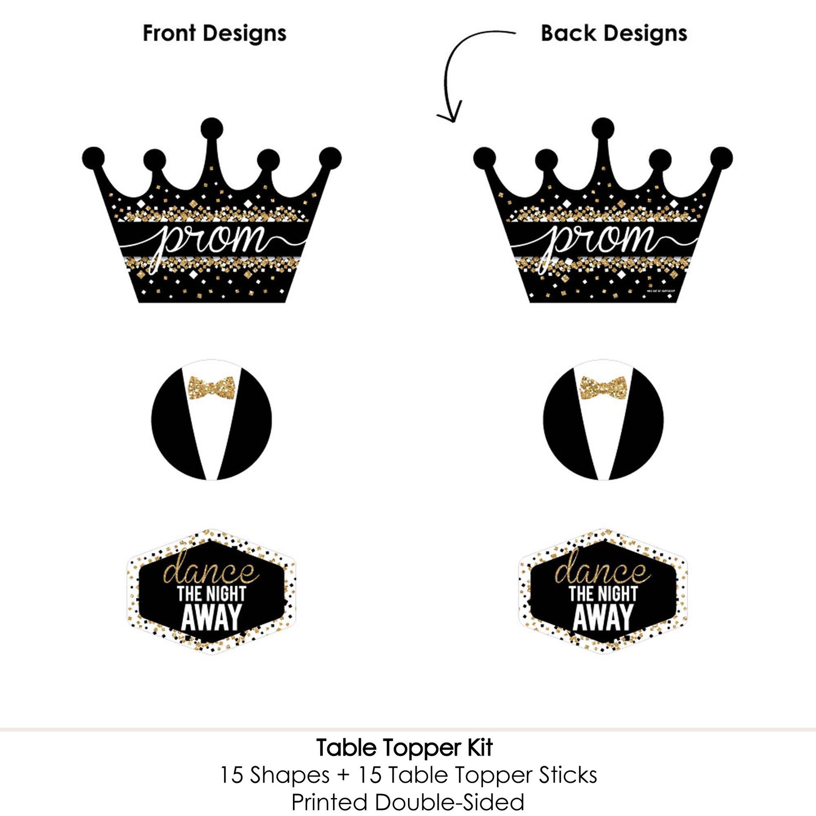 Prom Centerpiece Sticks Black and Gold Prom Night Party Etsy