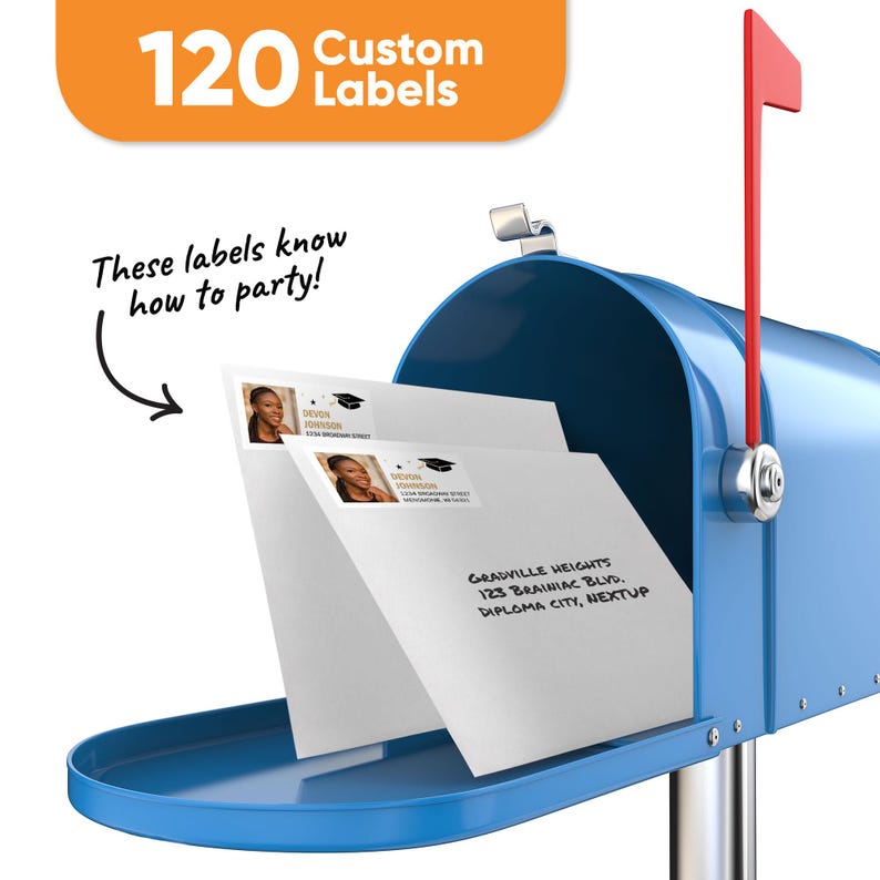 Mailbox Labelers Grad Party Personalized Return Address Labels With Photo for Envelopes ...