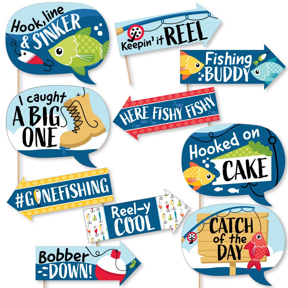 Funny Lets Go Fishing Fish Themed Birthday Party or Baby Shower