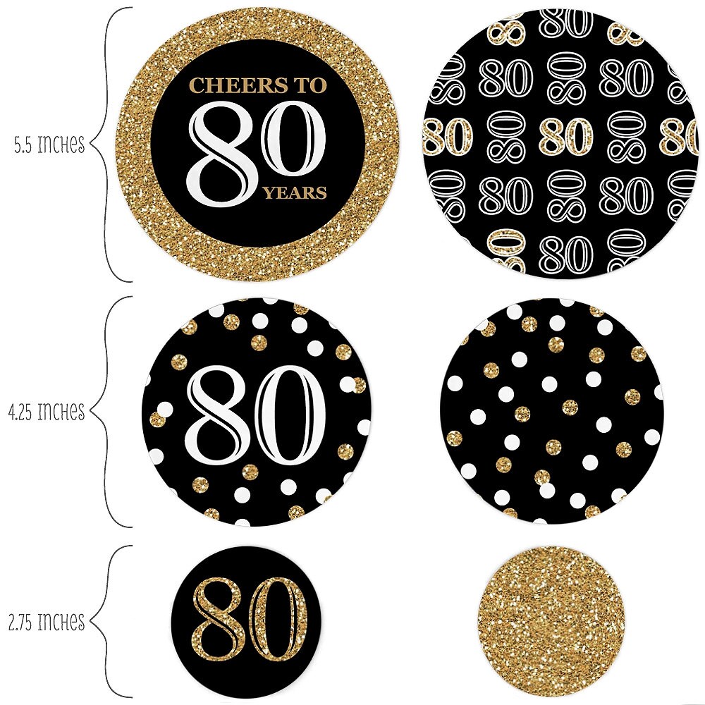 Adult 80th Birthday Gold Giant Circle Confetti Eightieth | Etsy