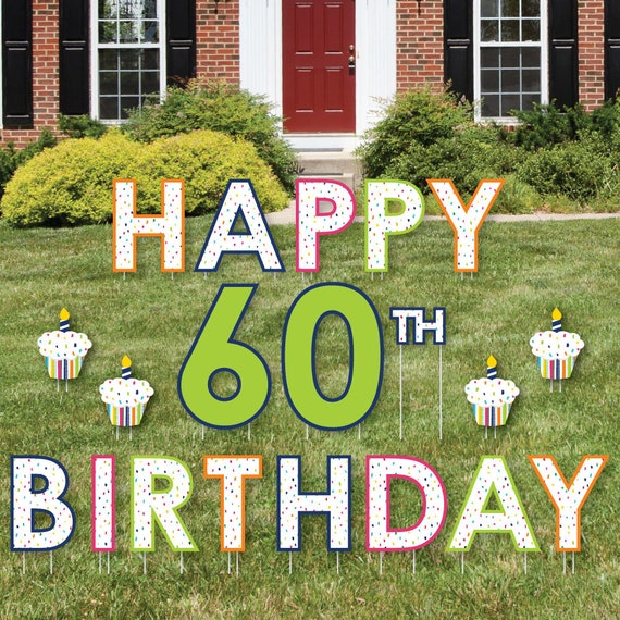 60th Birthday Cheerful Happy Birthday Yard Sign Outdoor Lawn