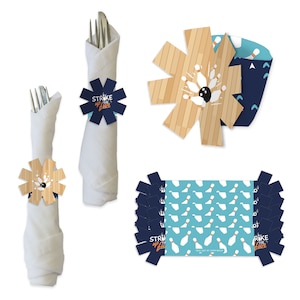 Strike Up the Fun - Bowling - Birthday Party or Baby Shower Paper Napkin Holder - Napkin Rings - Set of 24