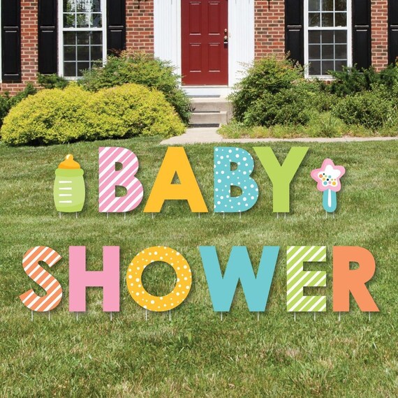 Colorful Baby Shower Yard Sign Outdoor Lawn Decorations Gender