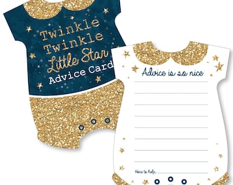 Twinkle Twinkle Little Star - Baby Bodysuit Wish Card Baby Shower Activities - Shaped Advice Cards Game - Set of 20