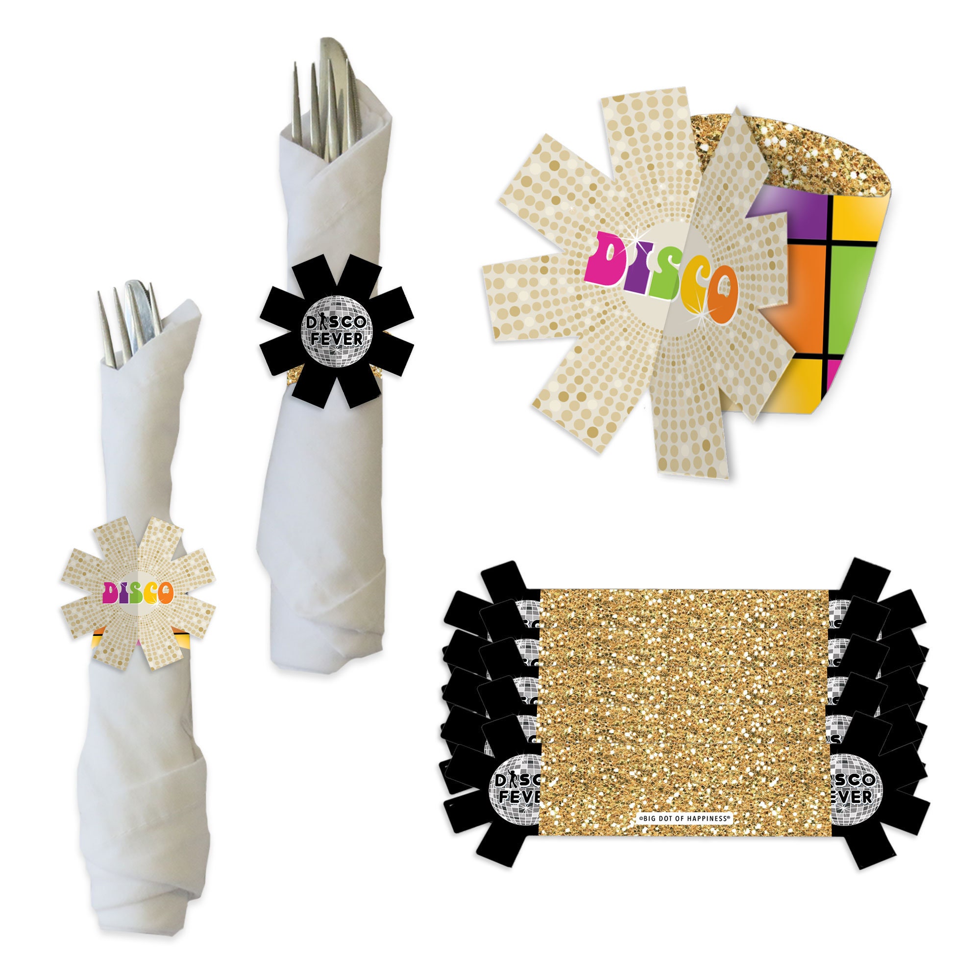 70s Disco 1970s Disco Fever Party Paper Napkin Holder Napkin Rings Set of 24