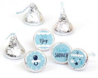 It’s a Boy - Blue Baby Shower Round Candy Sticker Favors - Labels Fit Chocolate Candy (1 sheet of 108)