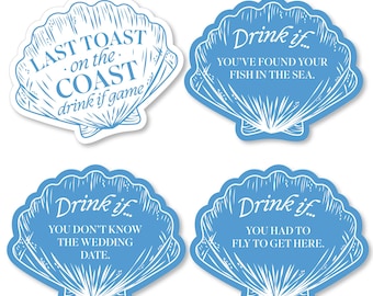 Last Toast on the Coast Drink If Party Game, Coastal Bride Beach Bachelorette Game Cards – Set of 24