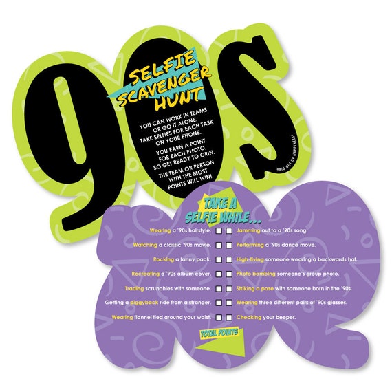 90's Throwback Selfie Scavenger Hunt 1990's Decades Party Games