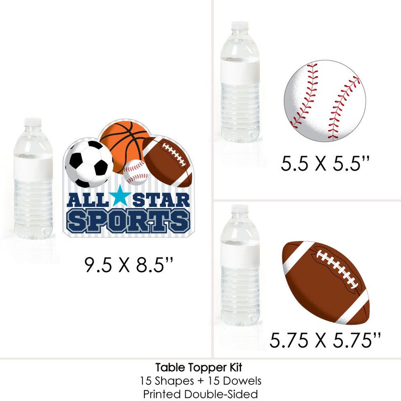 Centerpiece Sticks Sports Theme Birthday Party Supplies Win Set of 15 Fight Sports Baby Shower Table Toppers Sports Go