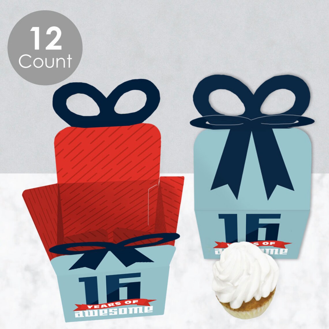 Boy 16th Birthday Square Favor Gift Boxes Sweet Sixteen Etsy