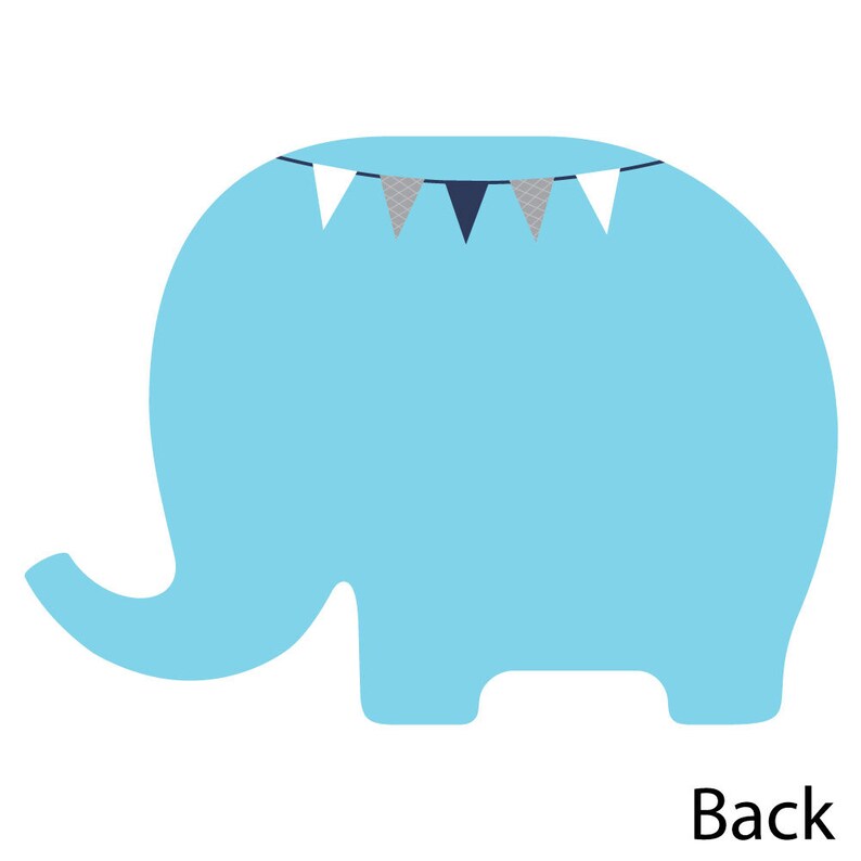 Shaped Thank You Cards Boy Baby Shower or Birthday Party Thank You Note Cards with Envelopes Set of 12 Blue Elephant