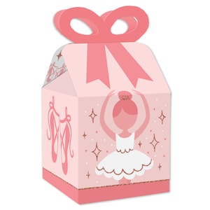 Tutu Cute Ballerina - Square Favor Gift Boxes - Ballet Birthday Party or Baby Shower Bow Boxes - Set of 12