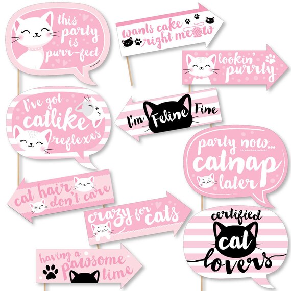 Funny Purr-fect Kitty Cat - Kitten Meow Baby Shower or Birthday Party Photo Booth Props Kit - 10 Piece Il_570xn