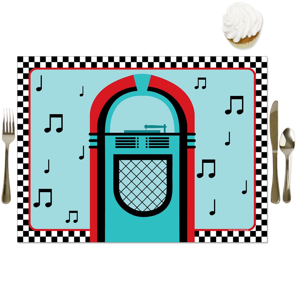 50s Sock Hop Party Table Decorations 1950s Rock N Roll Party Placemats Set of 16