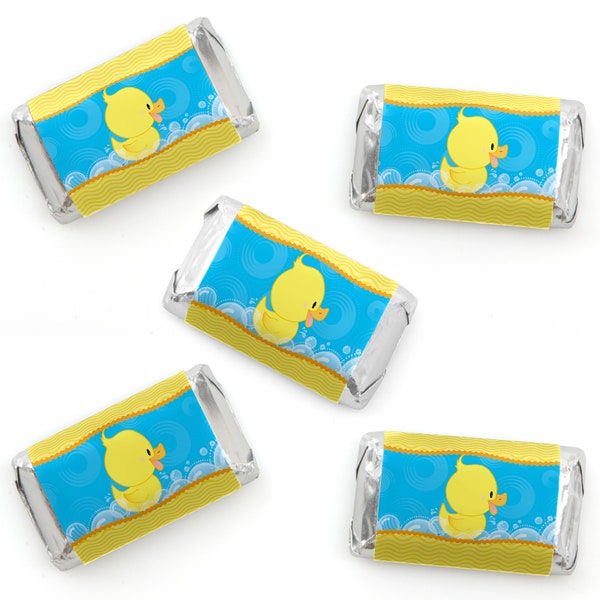 Ducky Duck Mini Candy Bar Wrappers - Baby Shower & Birthday Party Chocolate Miniature Candy Bar Sticker Labels - Duck - 40 Ct