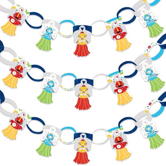 21 feet 90 Chain Links and 30 Paper Tassels Decoration Kit Boy 16th Birthday Sweet Sixteen Birthday Party Paper Chains Garland