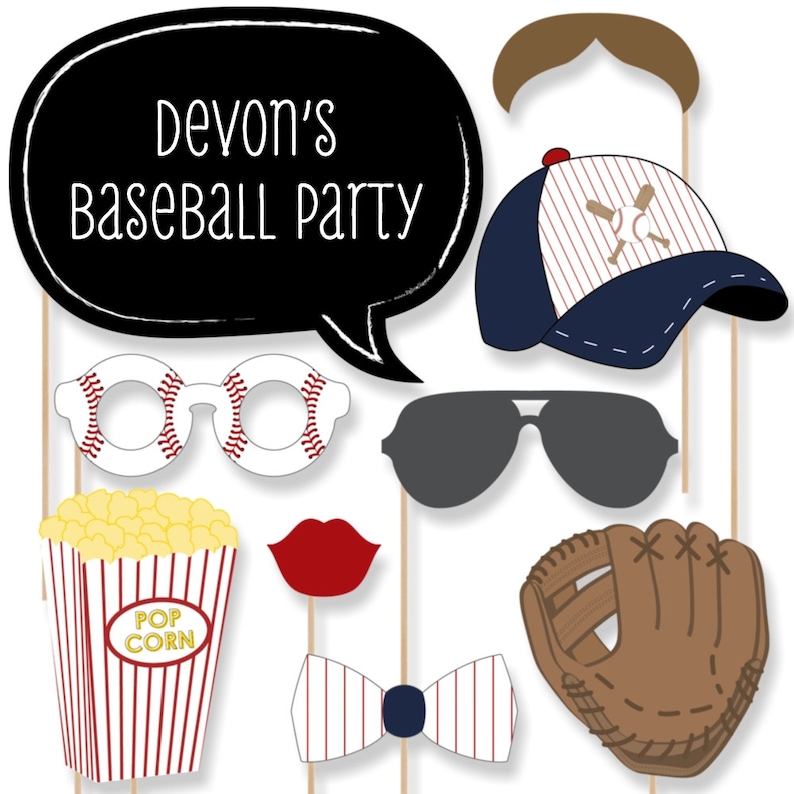 Baseball Photo Booth Props Baseball Photobooth Kit With Etsy Baseball Photo Booth Props Baseball Photobooth Kit With Etsy