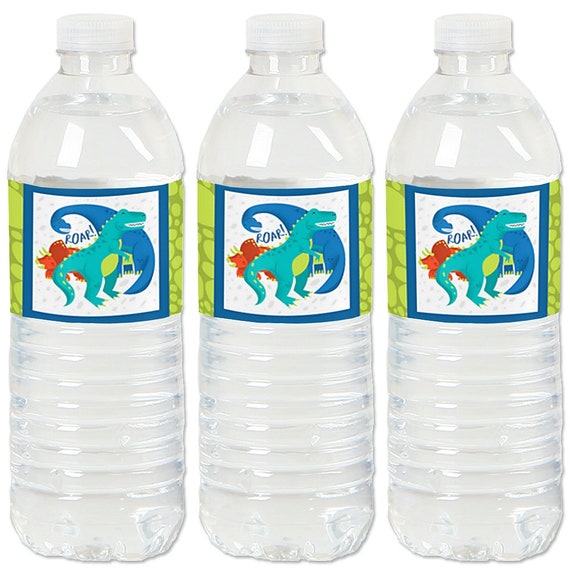 20 DINOSAUR PERSONALIZED BABY SHOWER PARTY FAVORS WATER BOTTLE LABELS WRAPPERS