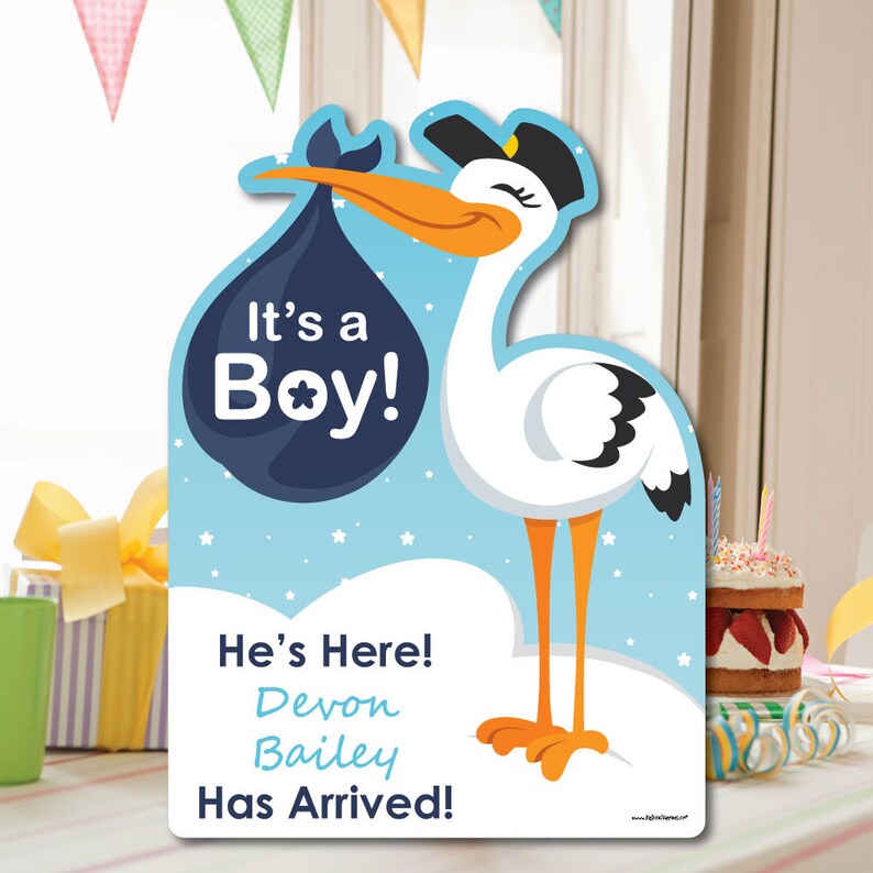 Boy Special Delivery Baby Arrival Sign Blue Stork Baby Etsy