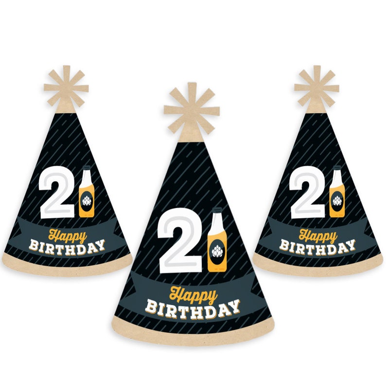 Cheers and Beers to 21 Years Cone Happy Birthday Party Hats for Adults Set of 8 Standard Size image 6