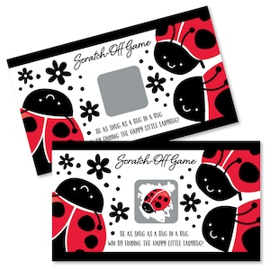 Happy Little Ladybug Baby Shower Scratch Off Game - 22 Scratch Off Game Cards