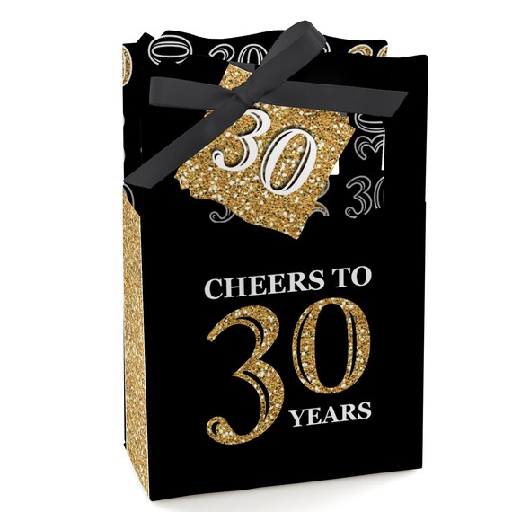 Adult 30th Birthday Gold Birthday Party Favor Boxes Set of 12 by