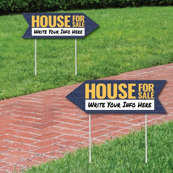 House For Sale Sign Arrow Double Sided Directional Yard Signs Set