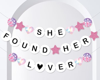 She Found Her Lover Banner, Eras Bachelorette Party Decorations, Large Bridal Shower Friendship Bracelet Banners, 28 Pieces