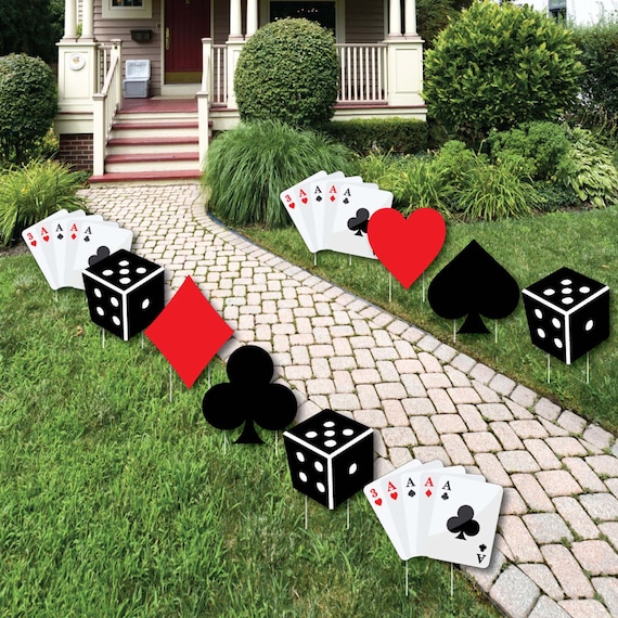 Las Vegas - Casino Party Decorations - Outdoor Yard Party Decorations - Poker Night Party Decor - Prom Party Lawn Ornaments - 10 Pieces Il_570xn