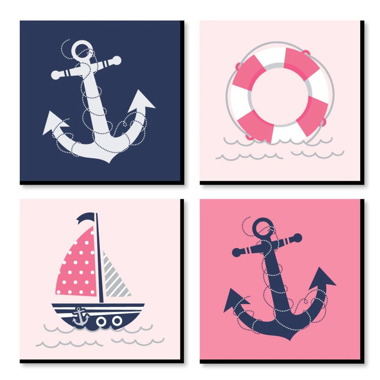 Nautical Girl Kids Room Nursery & Home Décor 11 X 11 Etsy