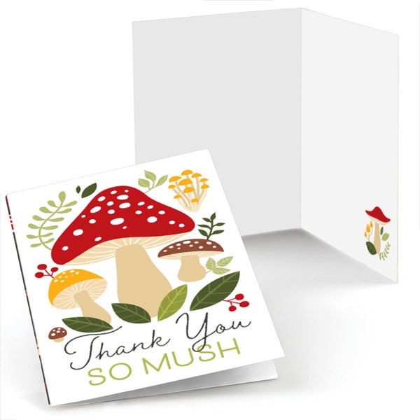 Wild Mushrooms - Red Toadstool Party Thank You Cards (8 count)