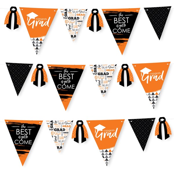 Orange Grad - Best is Yet to Come - DIY Orange Graduation Party Pennant Garland Decoration - Triangle Banner - 30 Pieces
