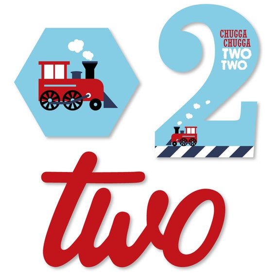 2nd Birthday Railroad Party Crossing - DIY Shaped Paper Cut Outs - Stream Train Second Birthday Small Die Cut Decorations - 24 pc Il_570xn