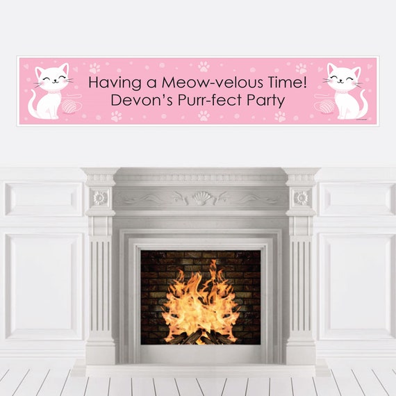 Purr-fect Kitty Cat - Party Banner - Custom Kitten Meow Baby Shower or 1st Birthday Party Decorations -Kitty Party Personalized Banner Decor Il_570xn