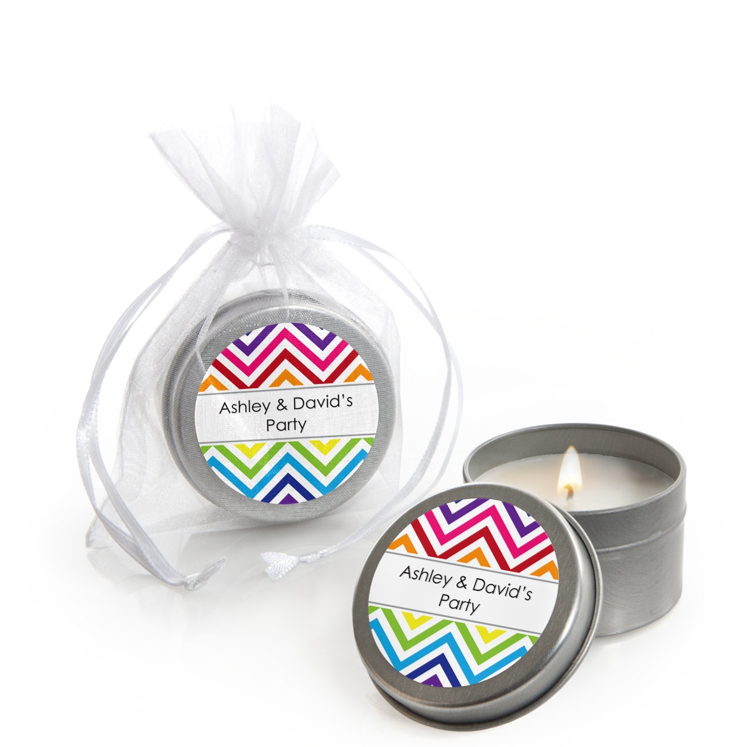 Rainbow Chevron Candle Tin Party Favors Party Supplies for a Etsy